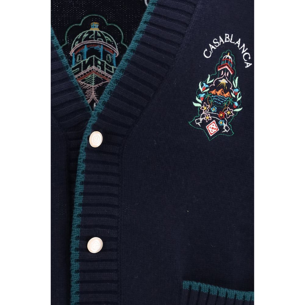 Casablanca Blauer Wollcardigan Oves Aries