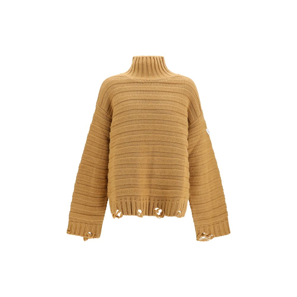 MM6 Beige Wollpullover Oves Aries Rollkragenpullover