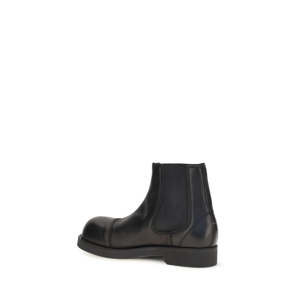 MM6 Schwarze Kalbshaut-Stiefeletten im Chelsea-Stil aus Bos Taurus-Leder