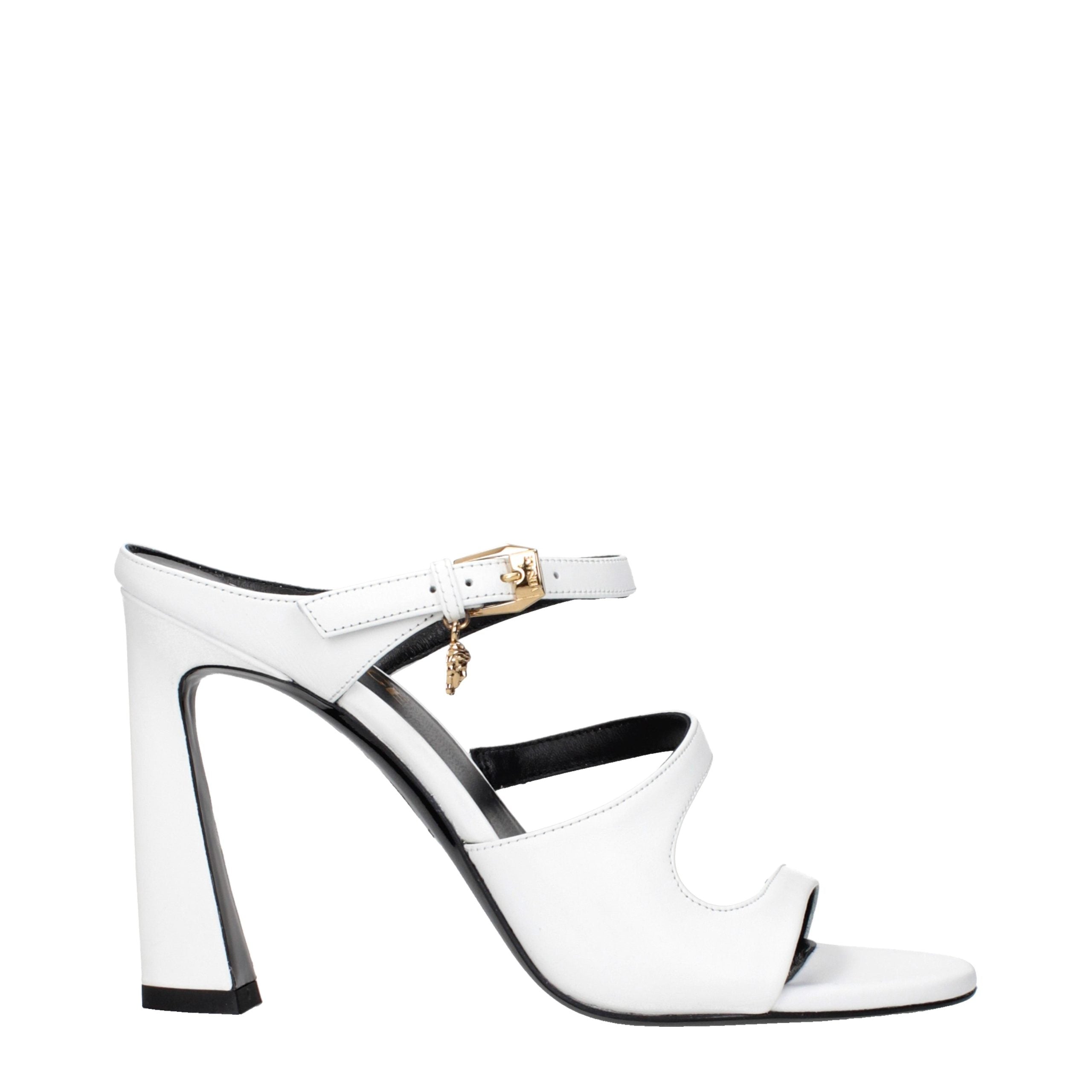 Versace Weiße Leder-Stiletto-Sandalen