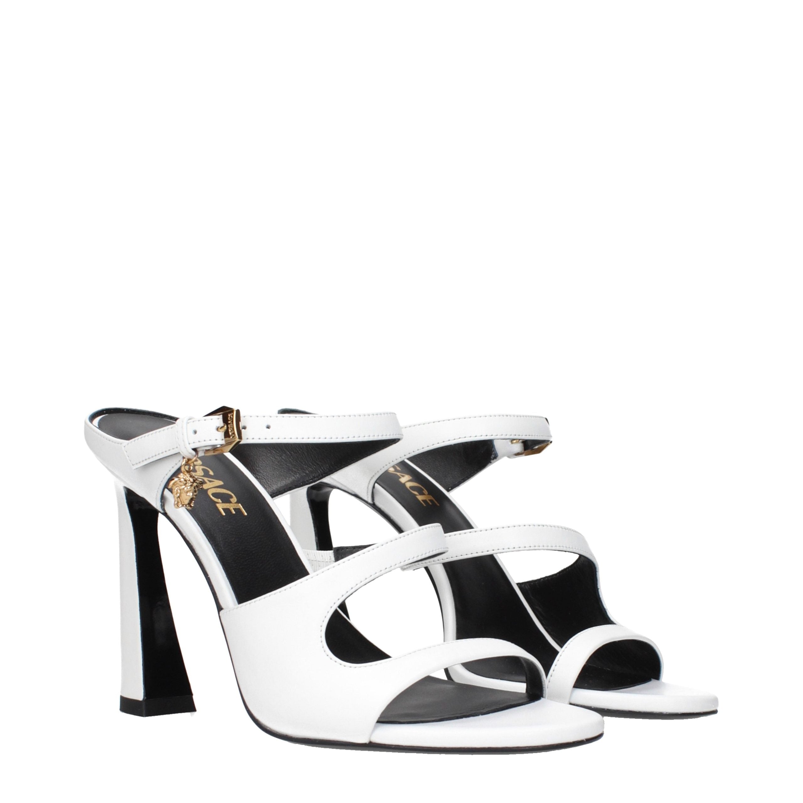 Versace Weiße Leder-Stiletto-Sandalen