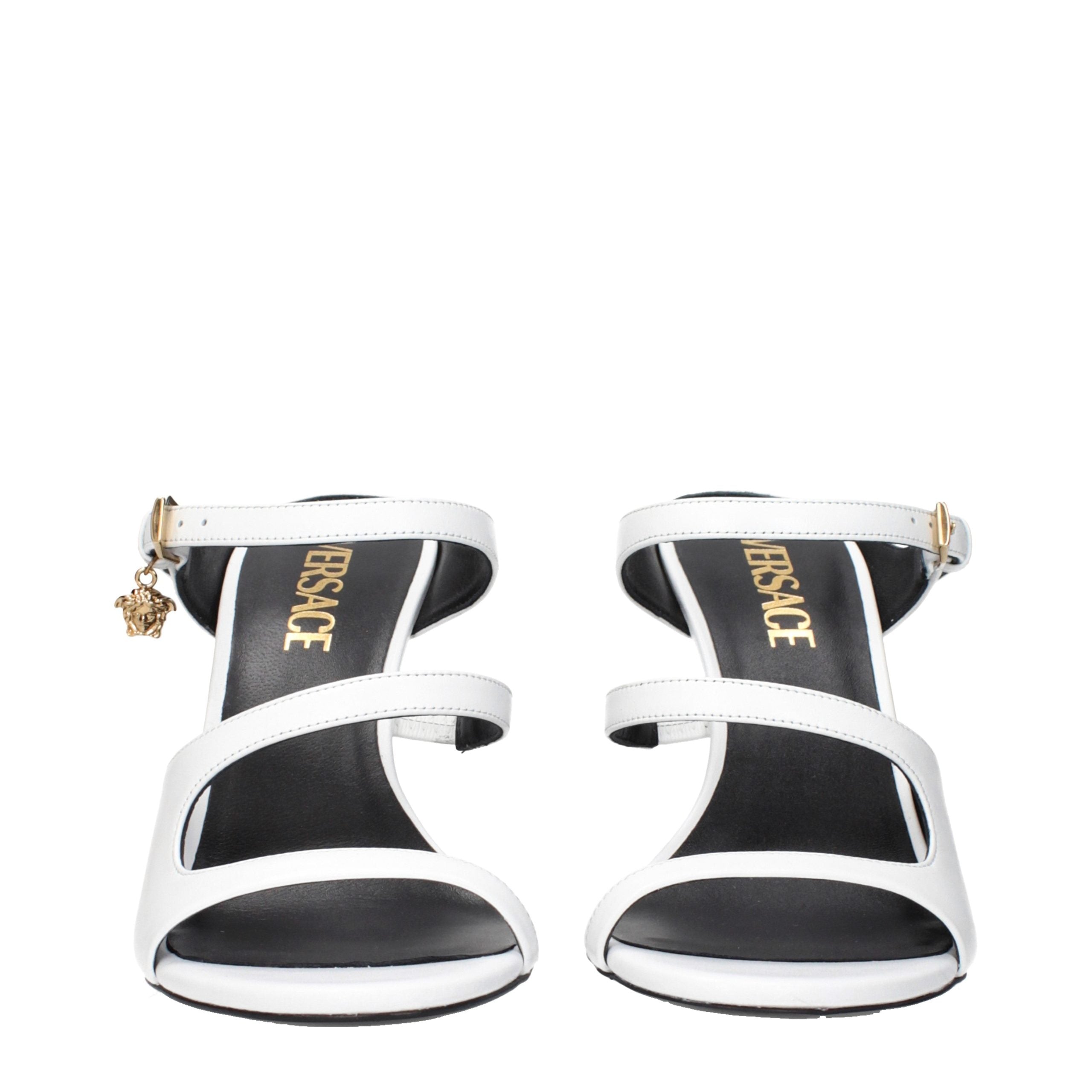 Versace Weiße Leder-Stiletto-Sandalen