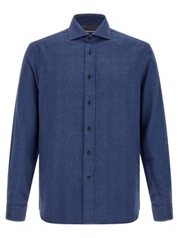 Brunello Cucinelli Blaue Baumwollbluse