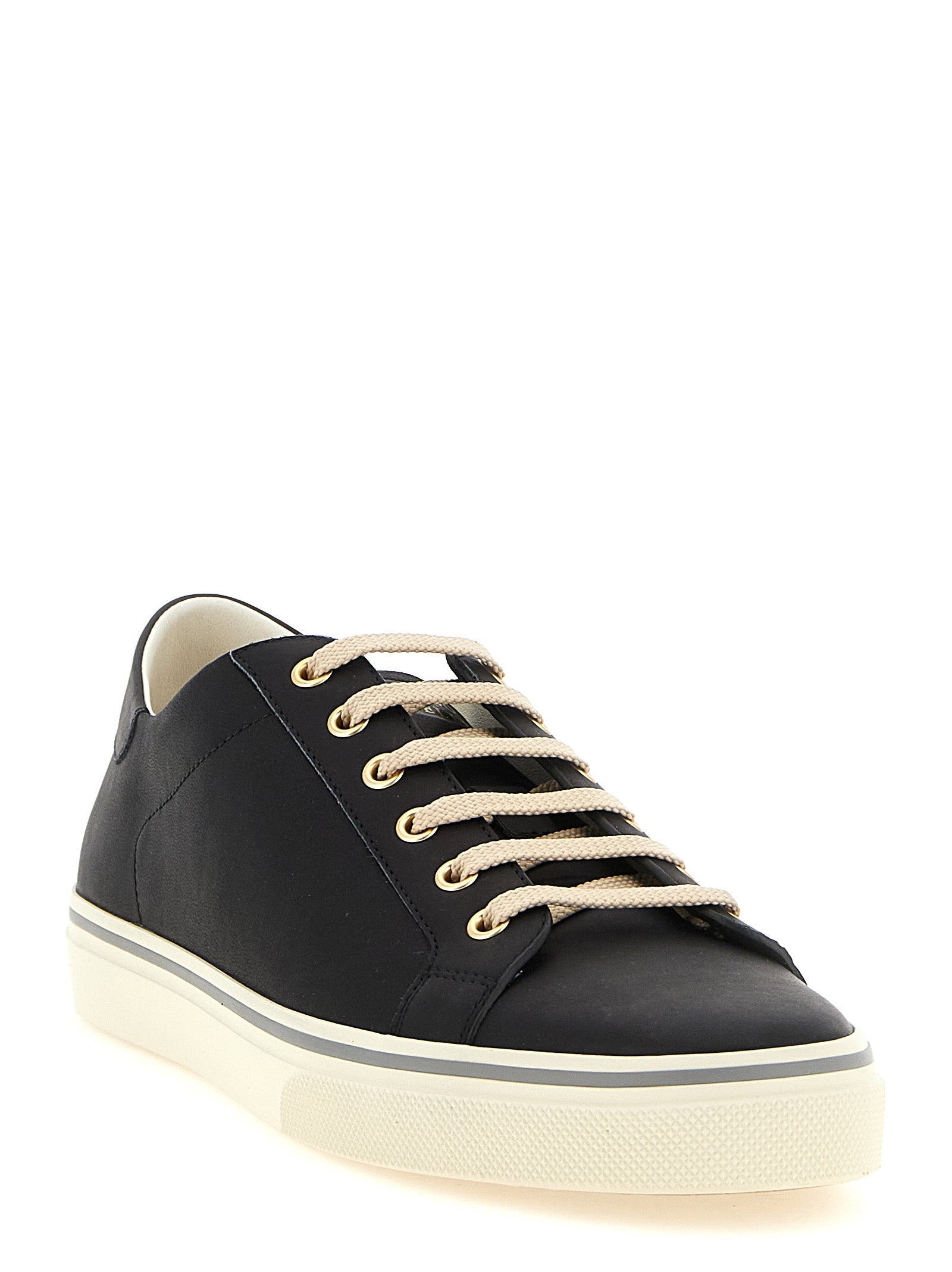 Brunello Cucinelli Schwarze Kalbsleder Low-Top-Sneaker
