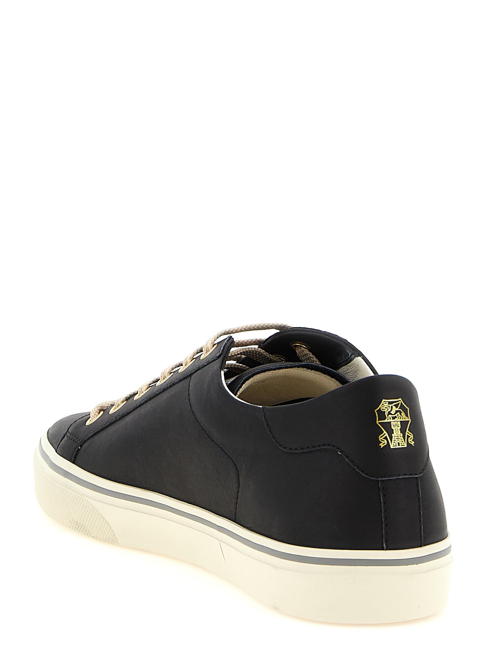 Brunello Cucinelli Schwarze Kalbsleder Low-Top-Sneaker