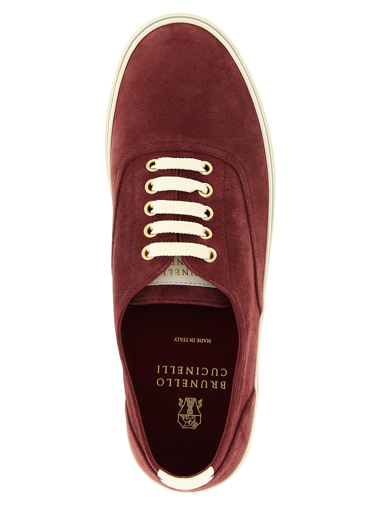 Brunello Cucinelli Sneakers aus bordeauxrotem Kalbsleder