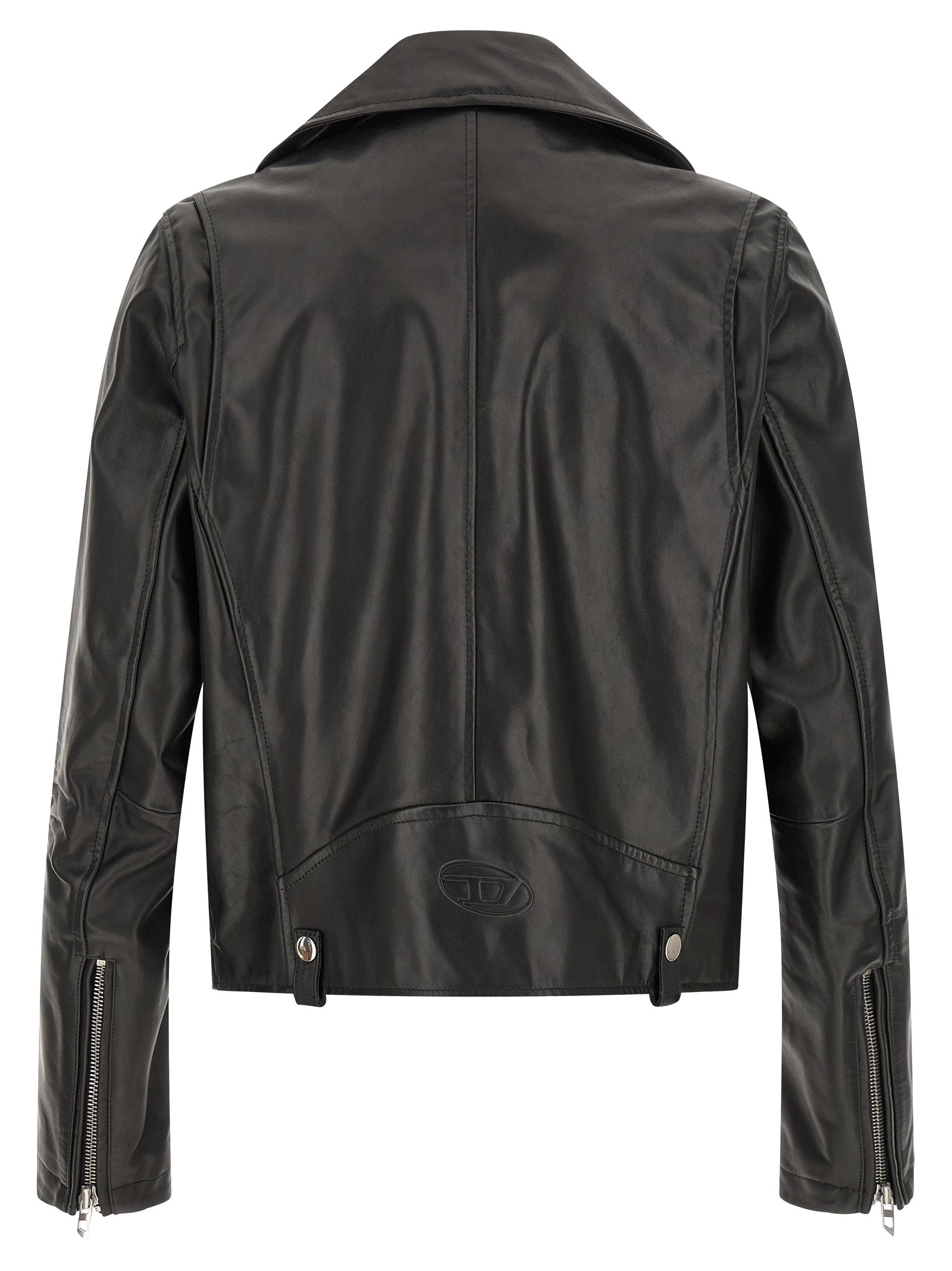 Diesel Schwarze Lederjacke aus Rindsleder