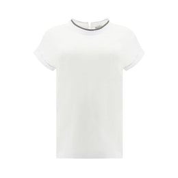 Brunello Cucinelli Weißes T-Shirt aus Elasthan