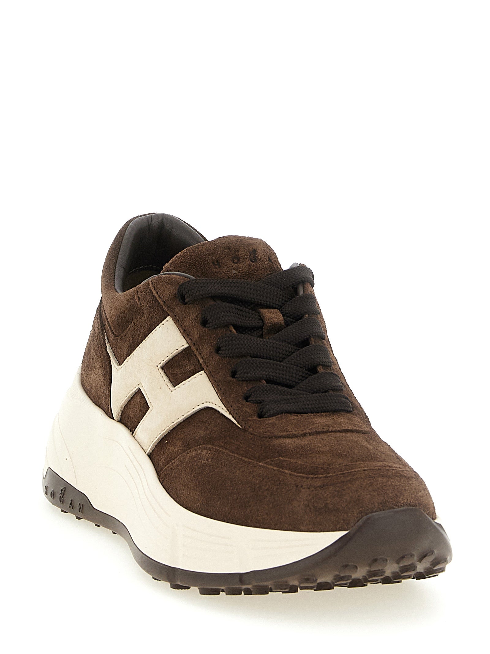 Hogan Braune Kalbsleder-Sneaker im Athletic-Stil