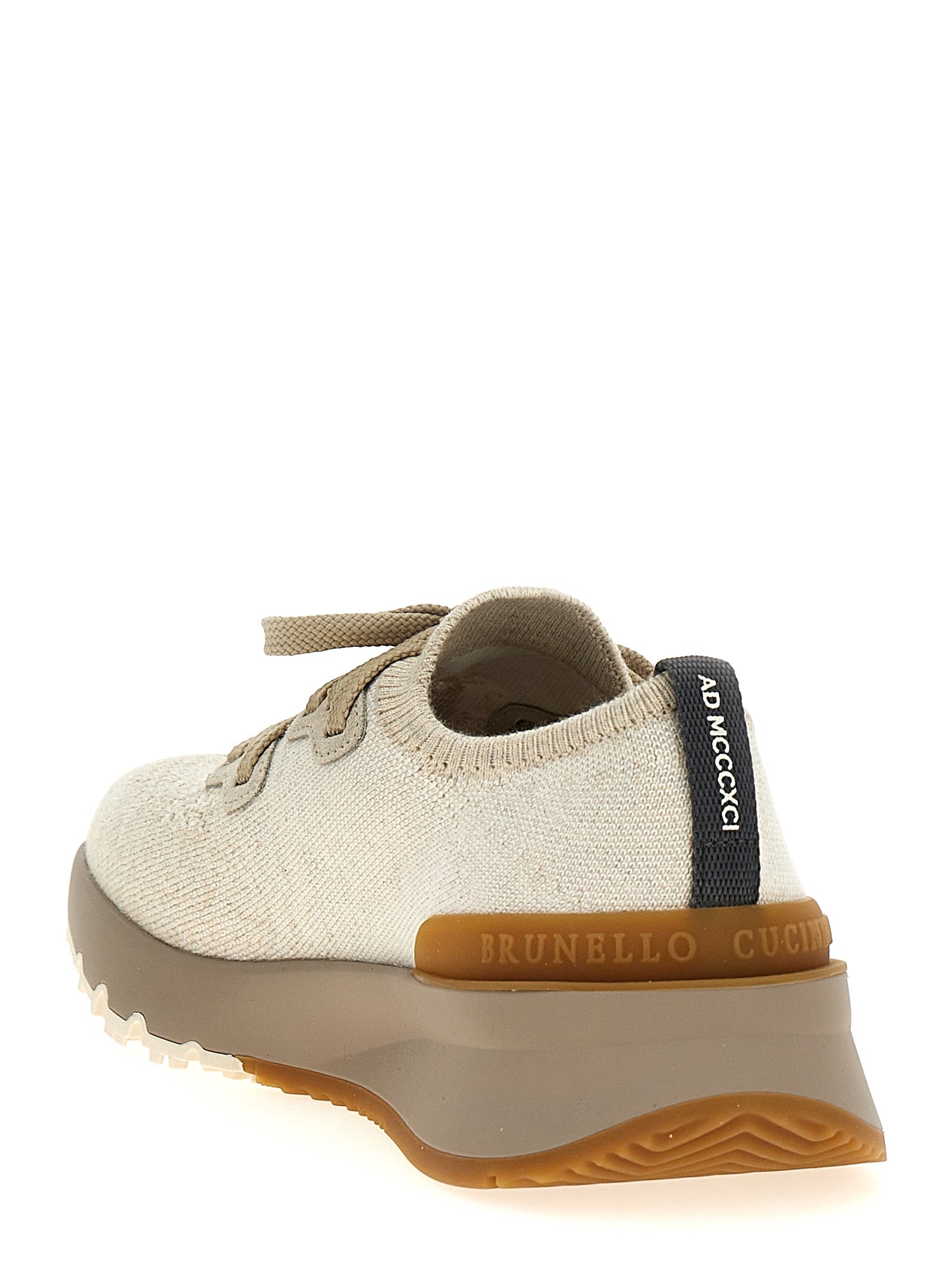Brunello Cucinelli Beige Baumwoll Low-Top-Sneaker