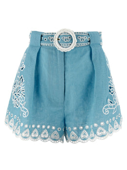 FARM RIO Blaue Leinen-Bermudashorts