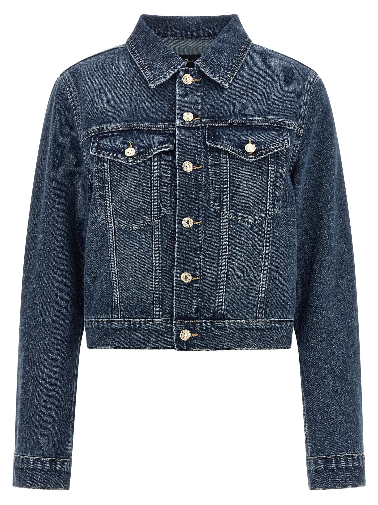 7 For All Mankind Blaue Jeansjacke aus Baumwolle