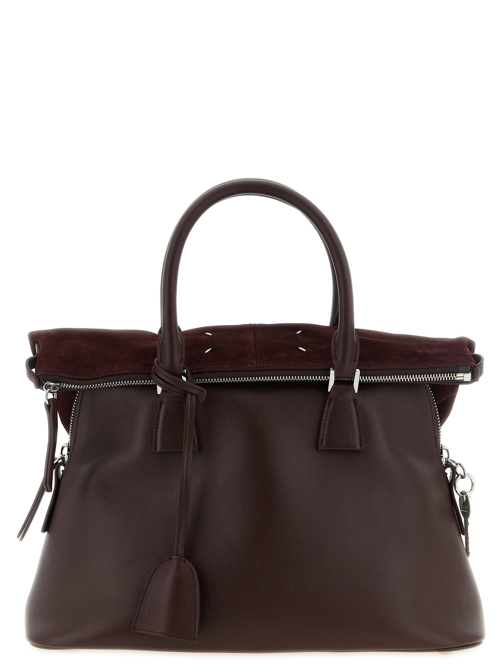 Maison Margiela Schultertasche aus bordeauxrotem Kalbsleder