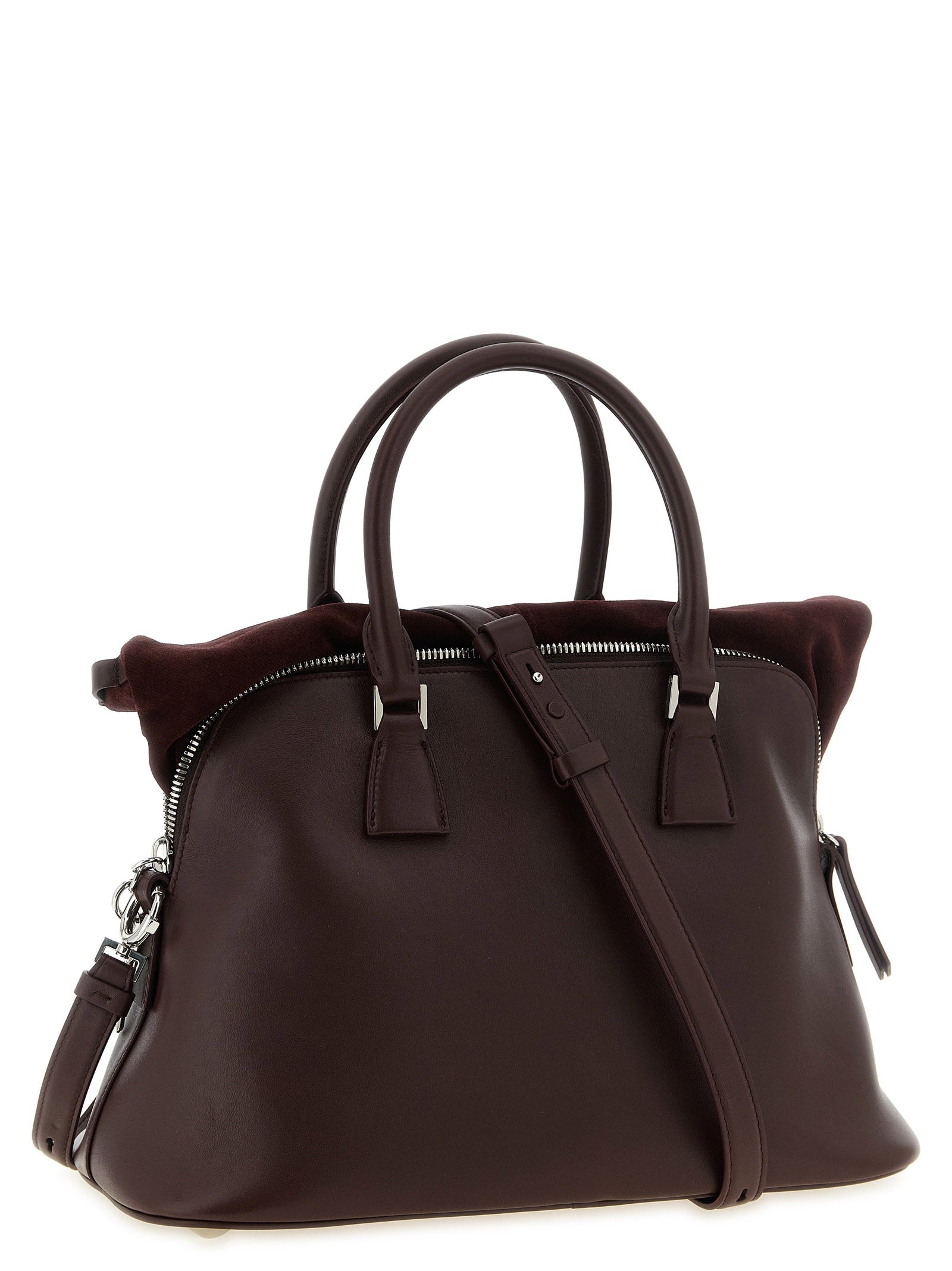 Maison Margiela Schultertasche aus bordeauxrotem Kalbsleder