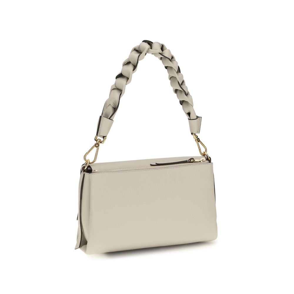 Coccinelle Beige Kalbsleder Bos Taurus Schultertasche