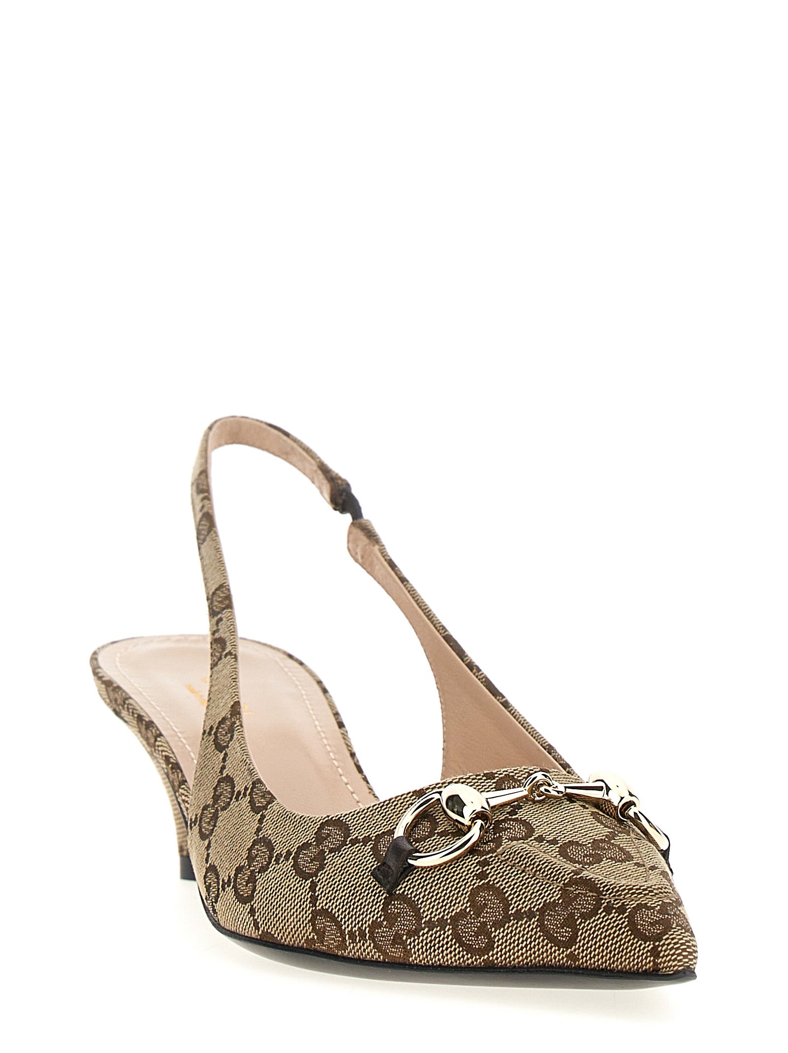 Gucci Beige Pumps mit mittlerem Absatz aus Polyester