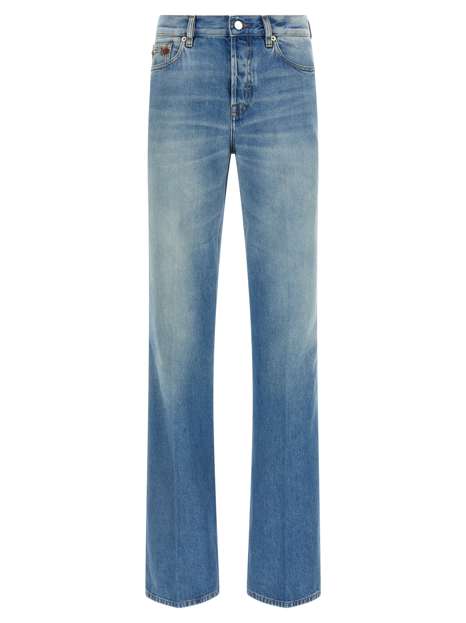 Gucci Blaue Baumwoll-Jeans mit ausgestelltem Bein