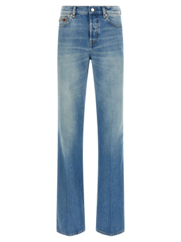 Gucci Blaue Baumwoll-Jeans mit ausgestelltem Bein