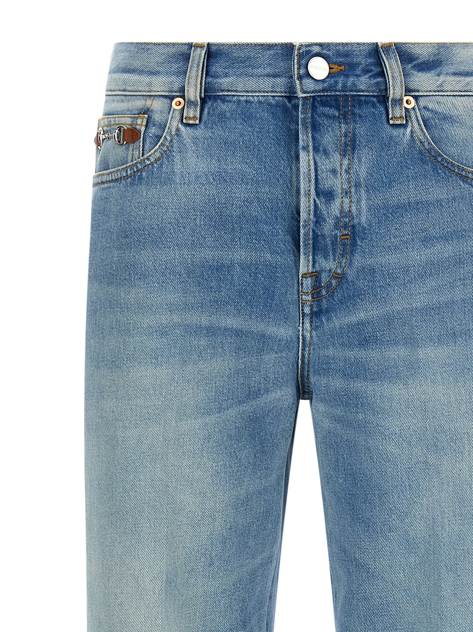 Gucci Blaue Baumwoll-Jeans mit ausgestelltem Bein
