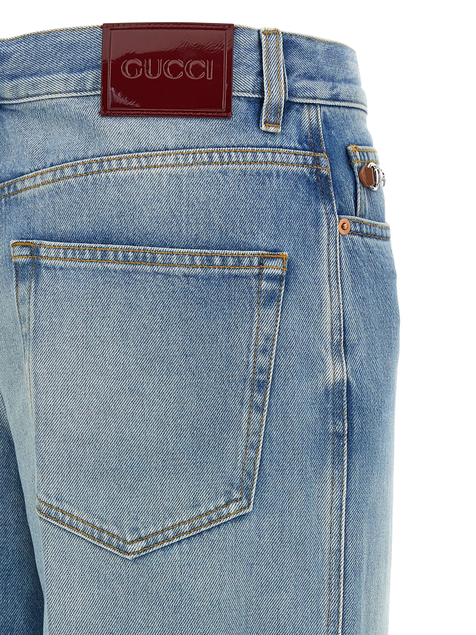 Gucci Blaue Baumwoll-Jeans mit ausgestelltem Bein