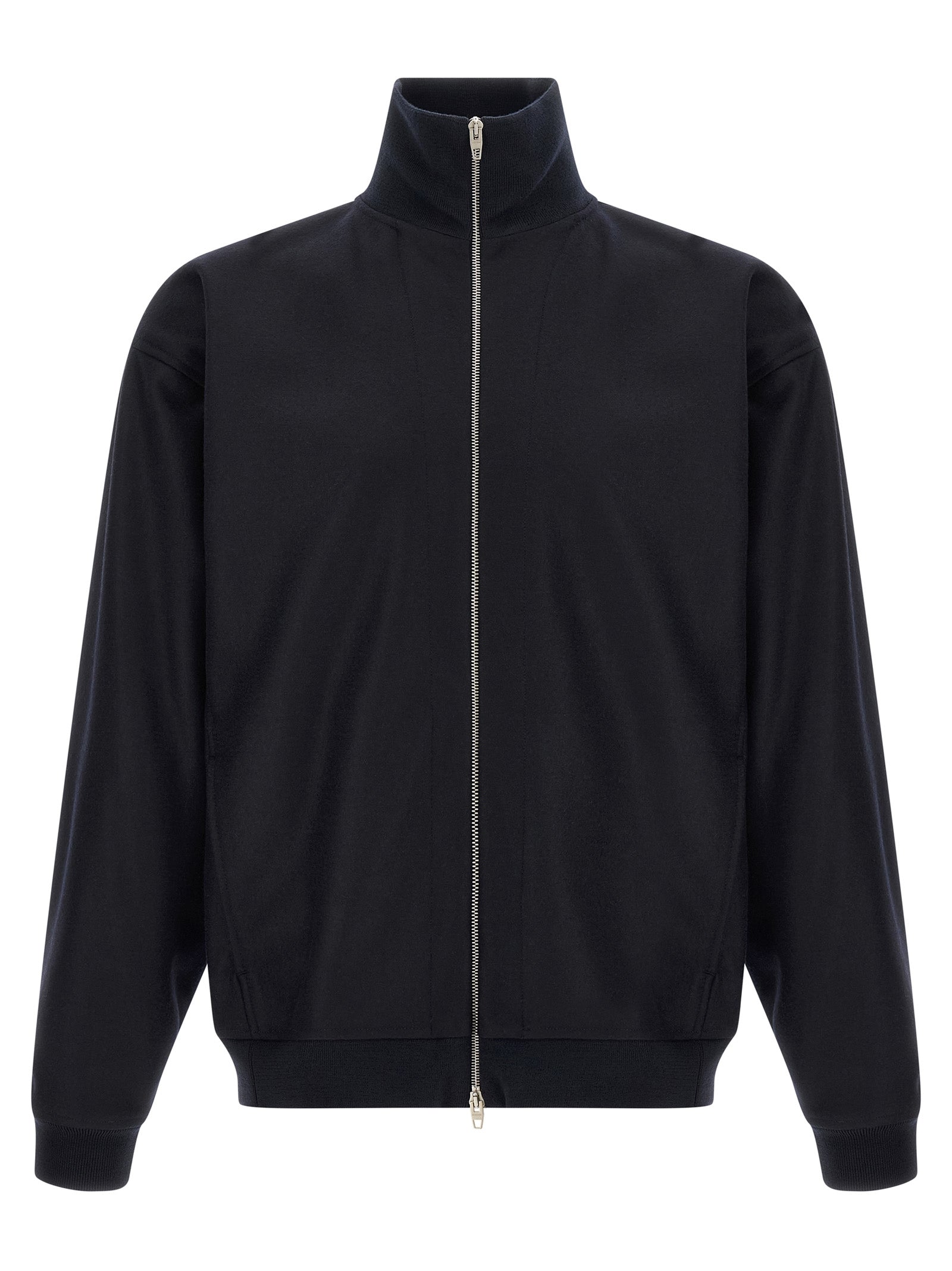 Jil Sander Blaue Wolljacke in voller Länge