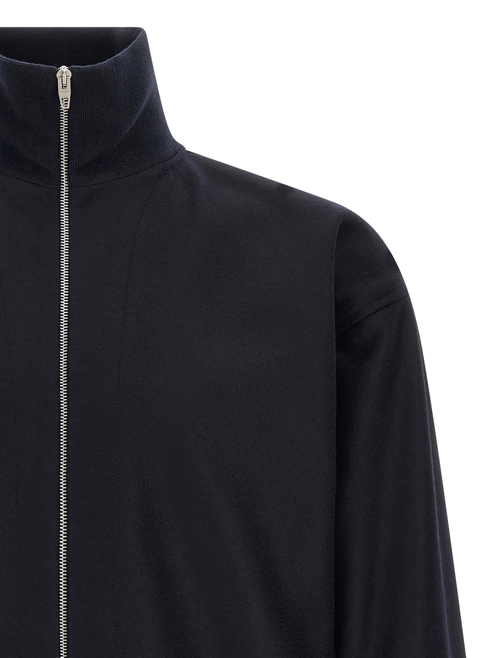 Jil Sander Blaue Wolljacke in voller Länge