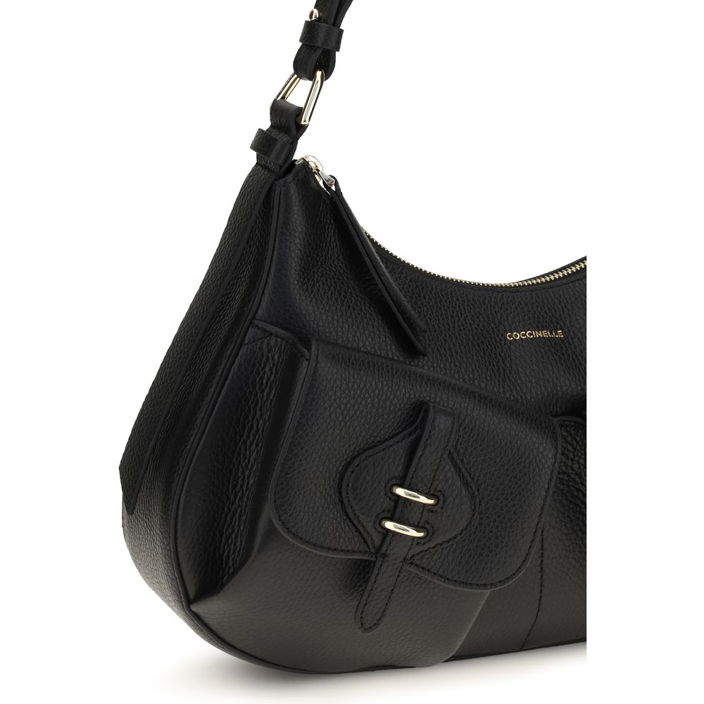 Coccinelle Schwarze Bos Taurus Kalbsleder Schultertasche