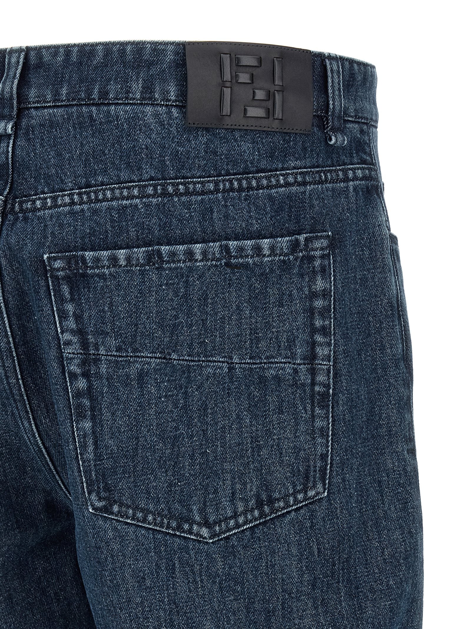 Fendi Blaue Baumwoll-Jeans mit ausgestelltem Bein