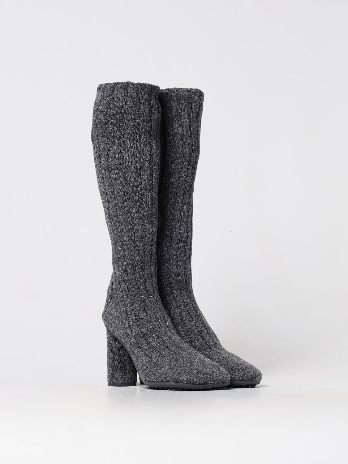 Bottega Veneta Grauer Woll-Overknee-Stiefel