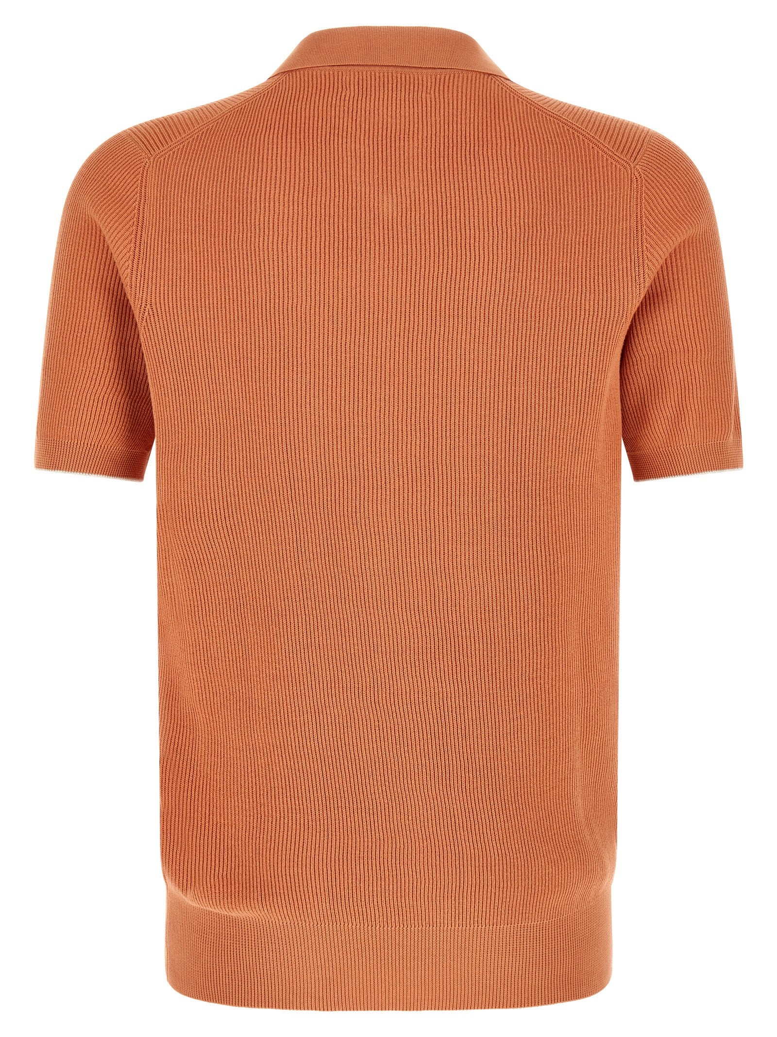 Brunello Cucinelli Orange Cotton Polo Shirt