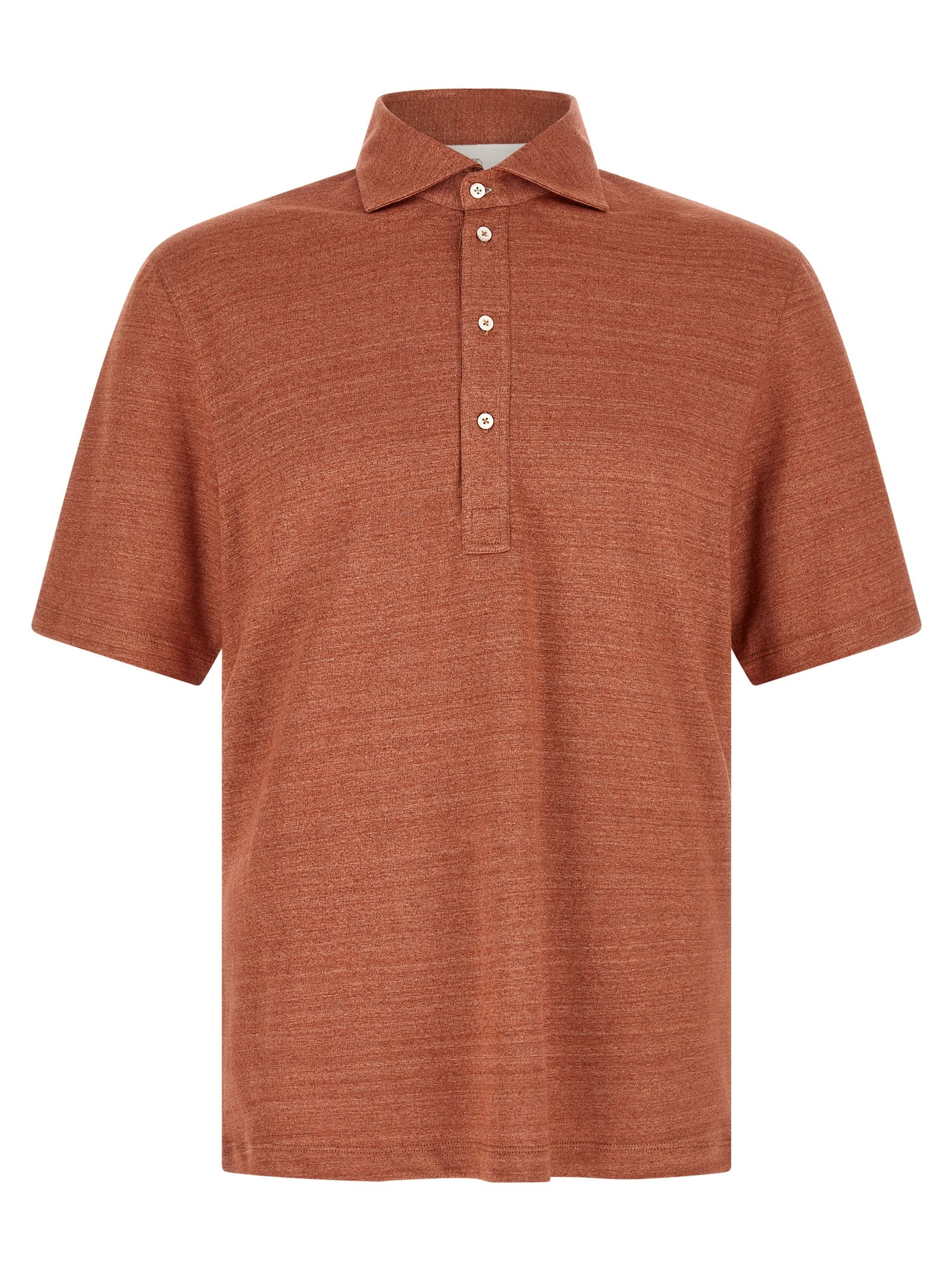 Brunello Cucinelli Orange Leinen Poloshirt
