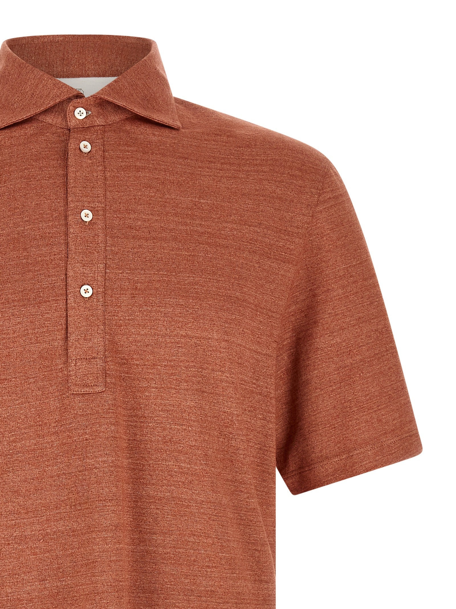 Brunello Cucinelli Orange Leinen Poloshirt