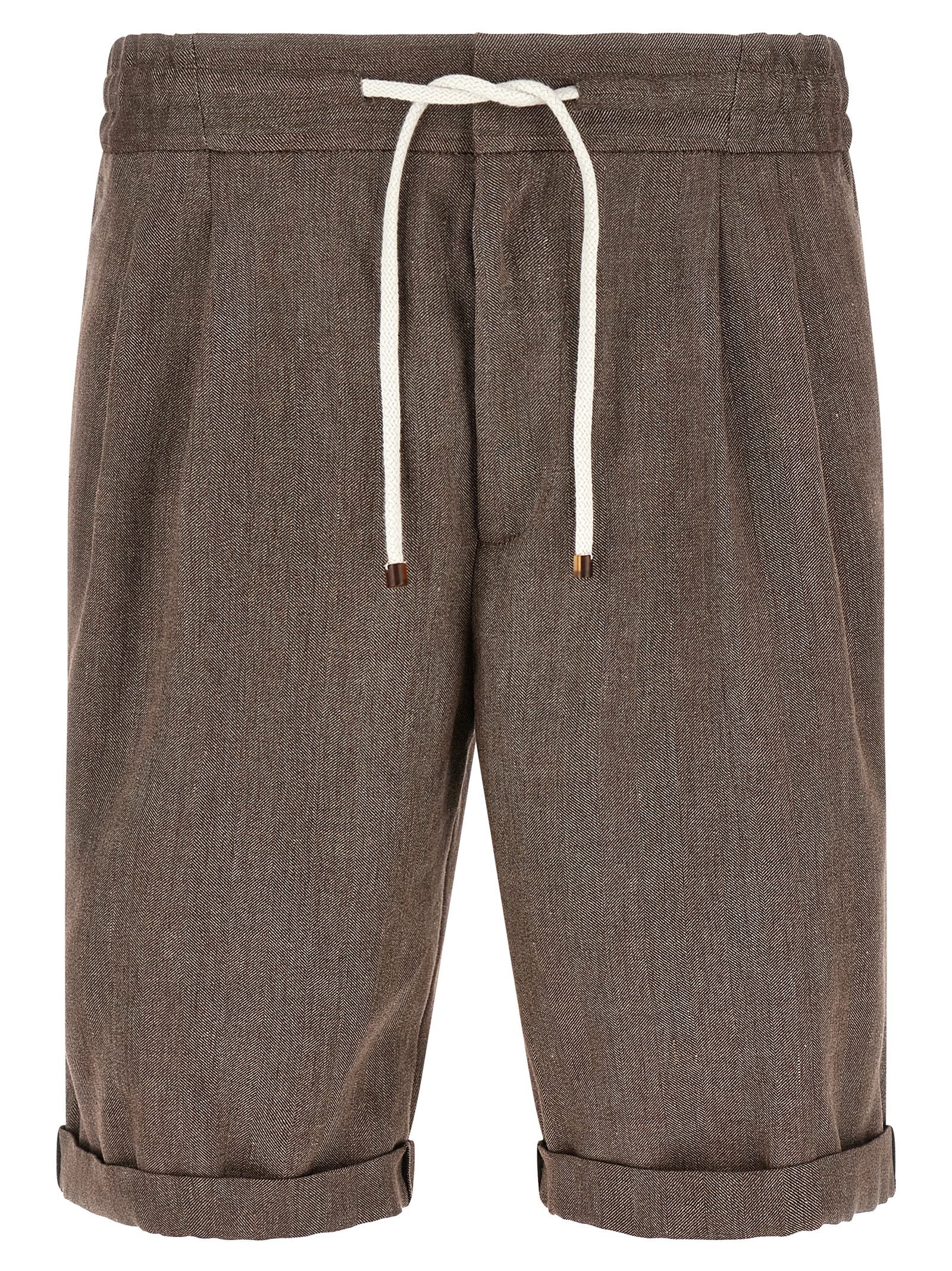 Brunello Cucinelli Braune Leinen-Bermudashorts