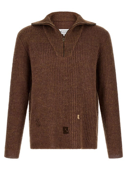 Maison Margiela Brauner Leinen-Strickjacke