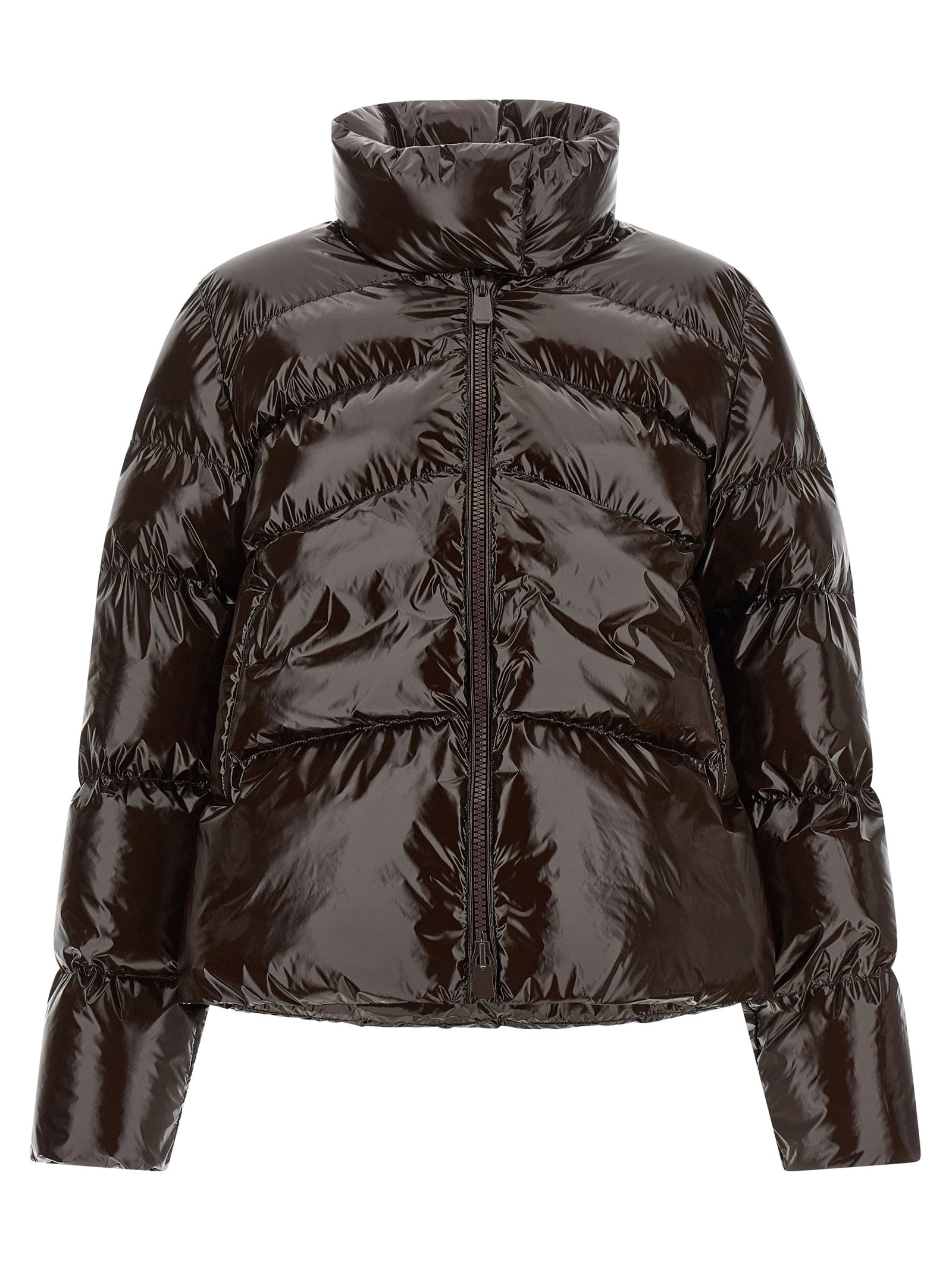 PINKO Braune Polyamid-Jacke in voller Länge