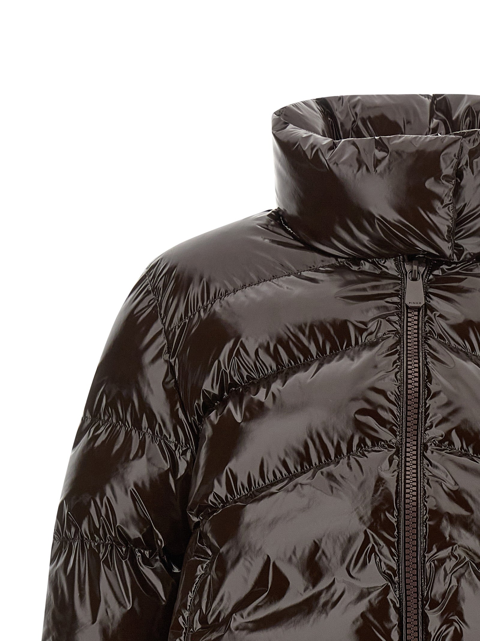 PINKO Braune Polyamid-Jacke in voller Länge