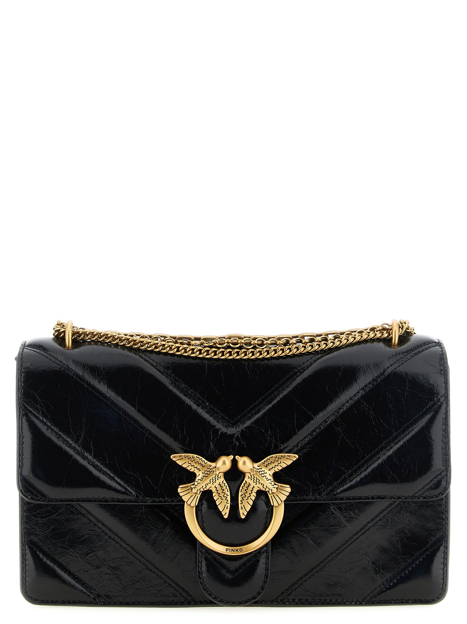 PINKO Schwarze Kalbsleder-Schultertasche