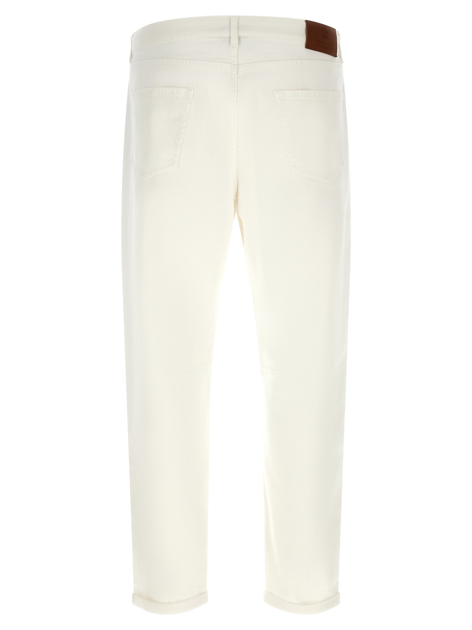 Brunello Cucinelli Weiße Baumwoll-Cropped-Jeans