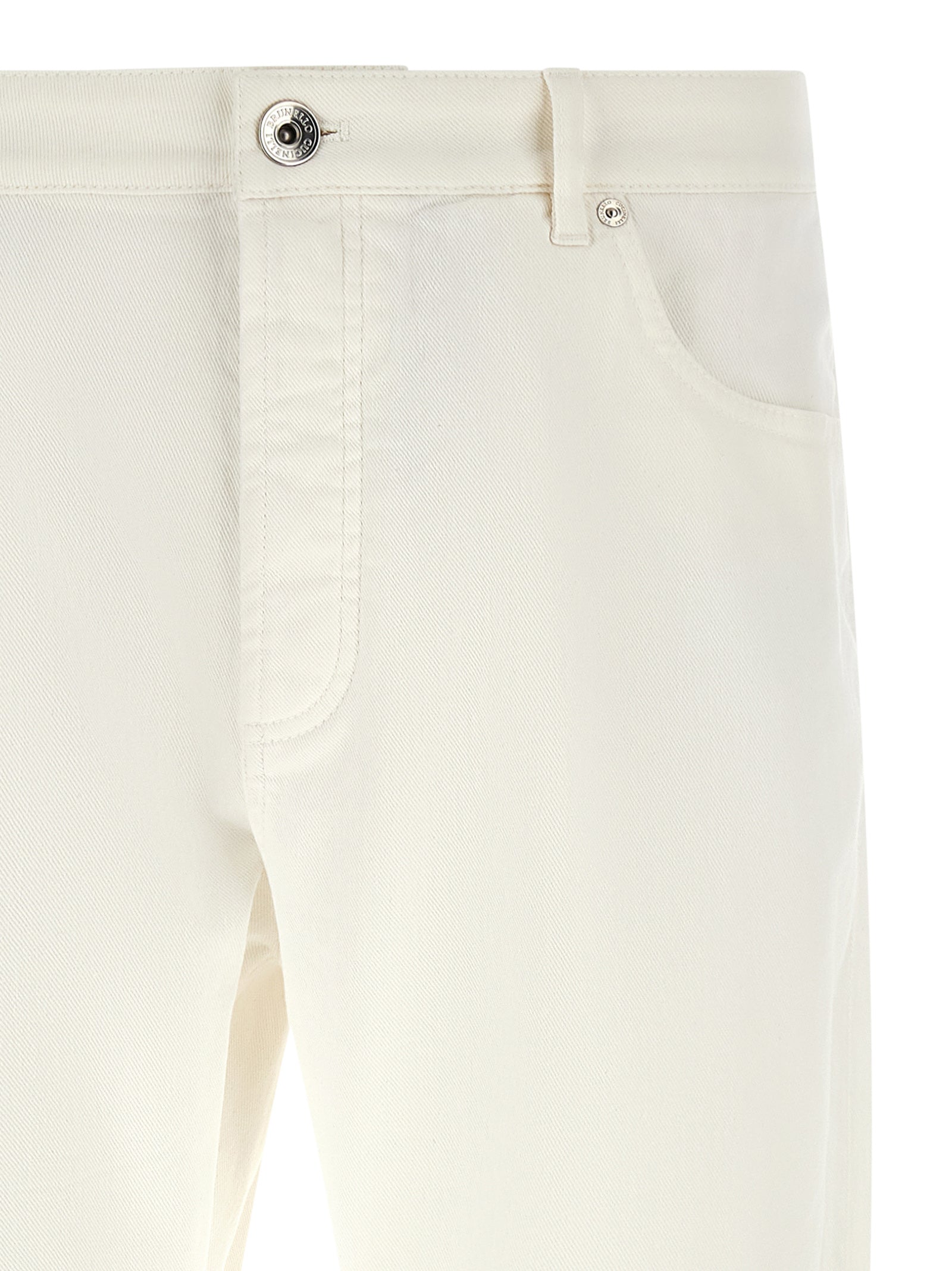 Brunello Cucinelli Weiße Baumwoll-Cropped-Jeans