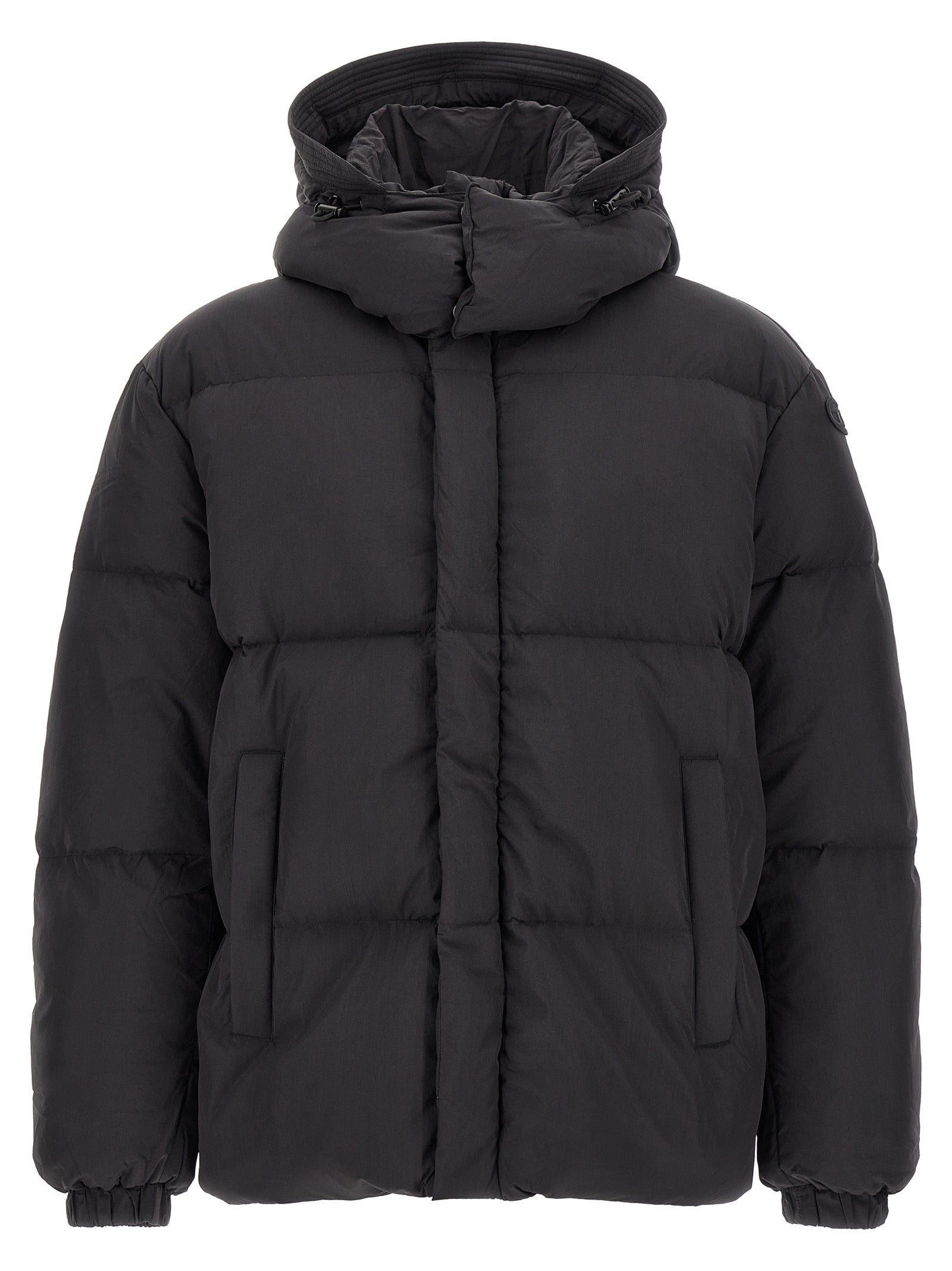 Diesel Schwarze Polyamid-Jacke in voller Länge