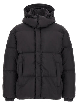 Diesel Schwarze Polyamid-Jacke in voller Länge