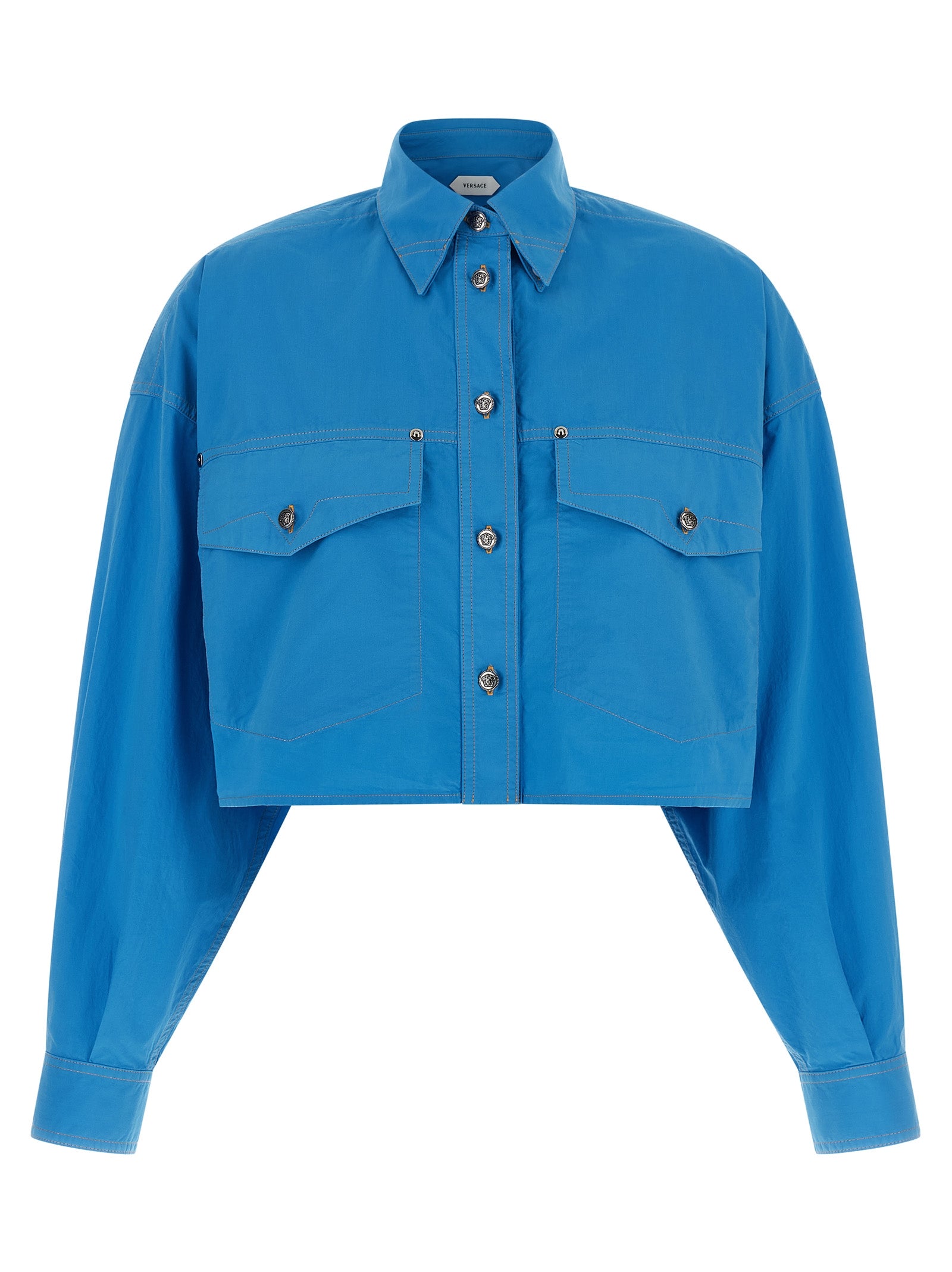 Versace Blaue Baumwollbluse