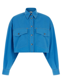 Versace Blaue Baumwollbluse