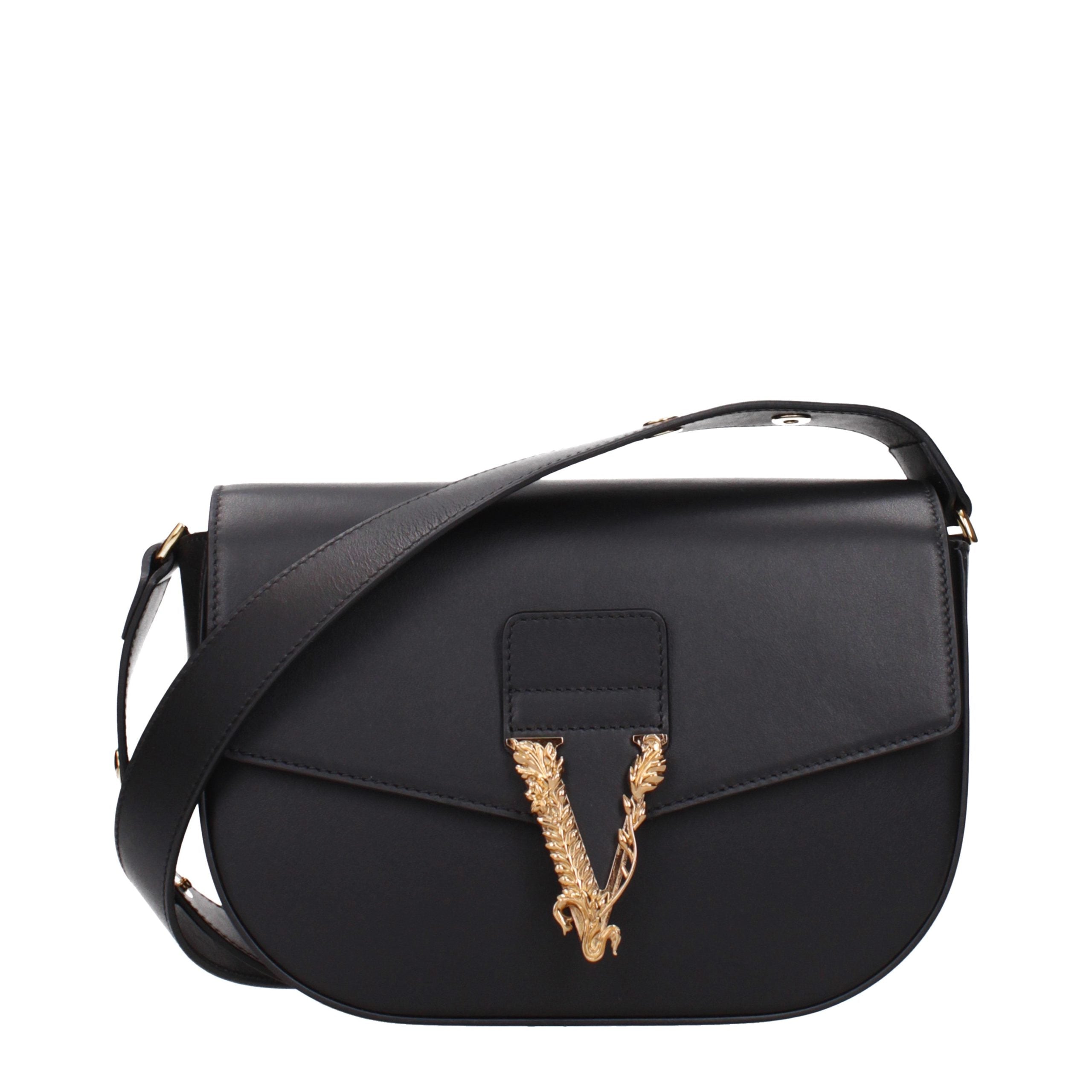 Versace Schwarze Leder Umhängetasche