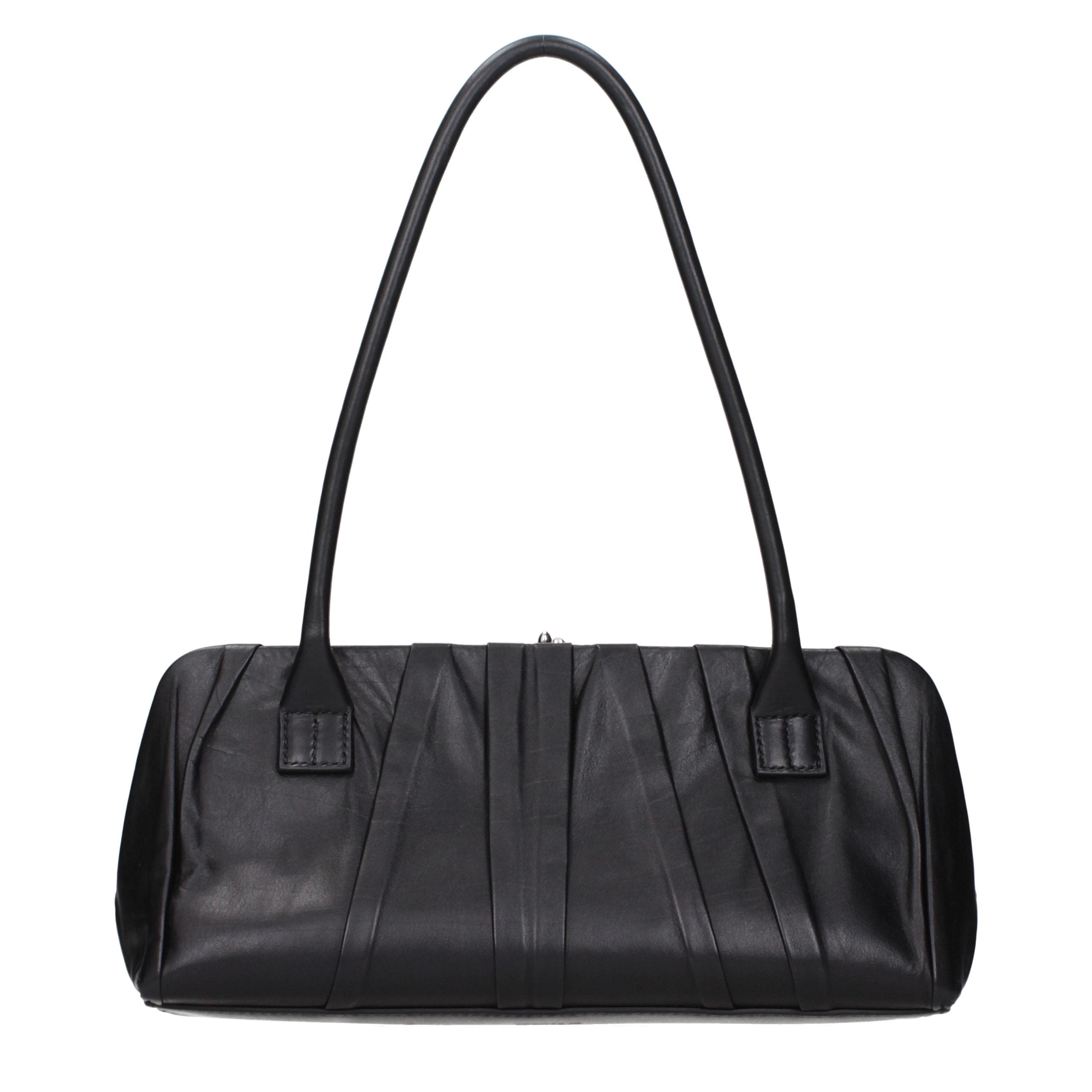 Jil Sander Schwarze Leder Umhängetasche