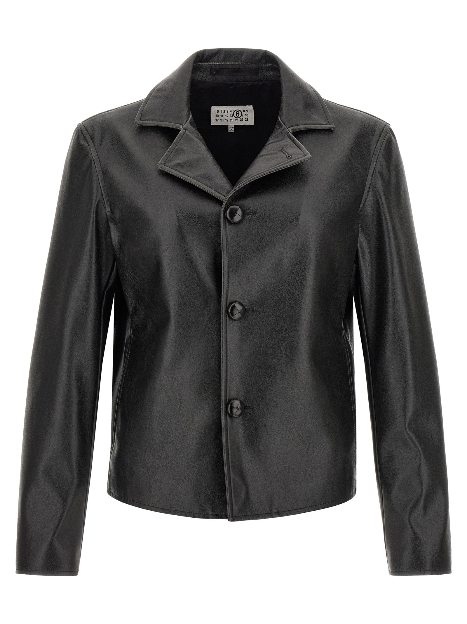 MM6 Maison Margiela Schwarze Lederjacke