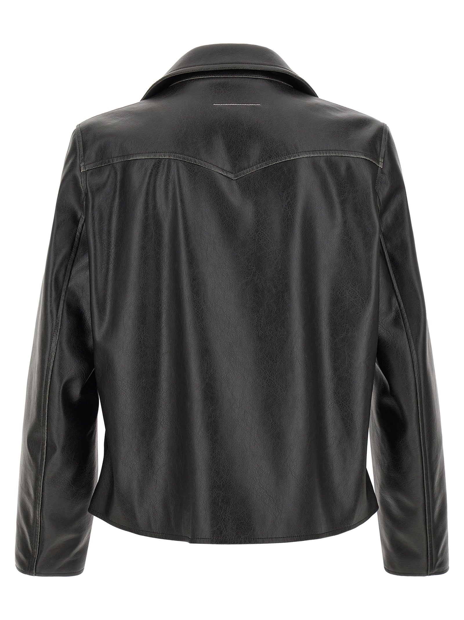 MM6 Maison Margiela Schwarze Lederjacke