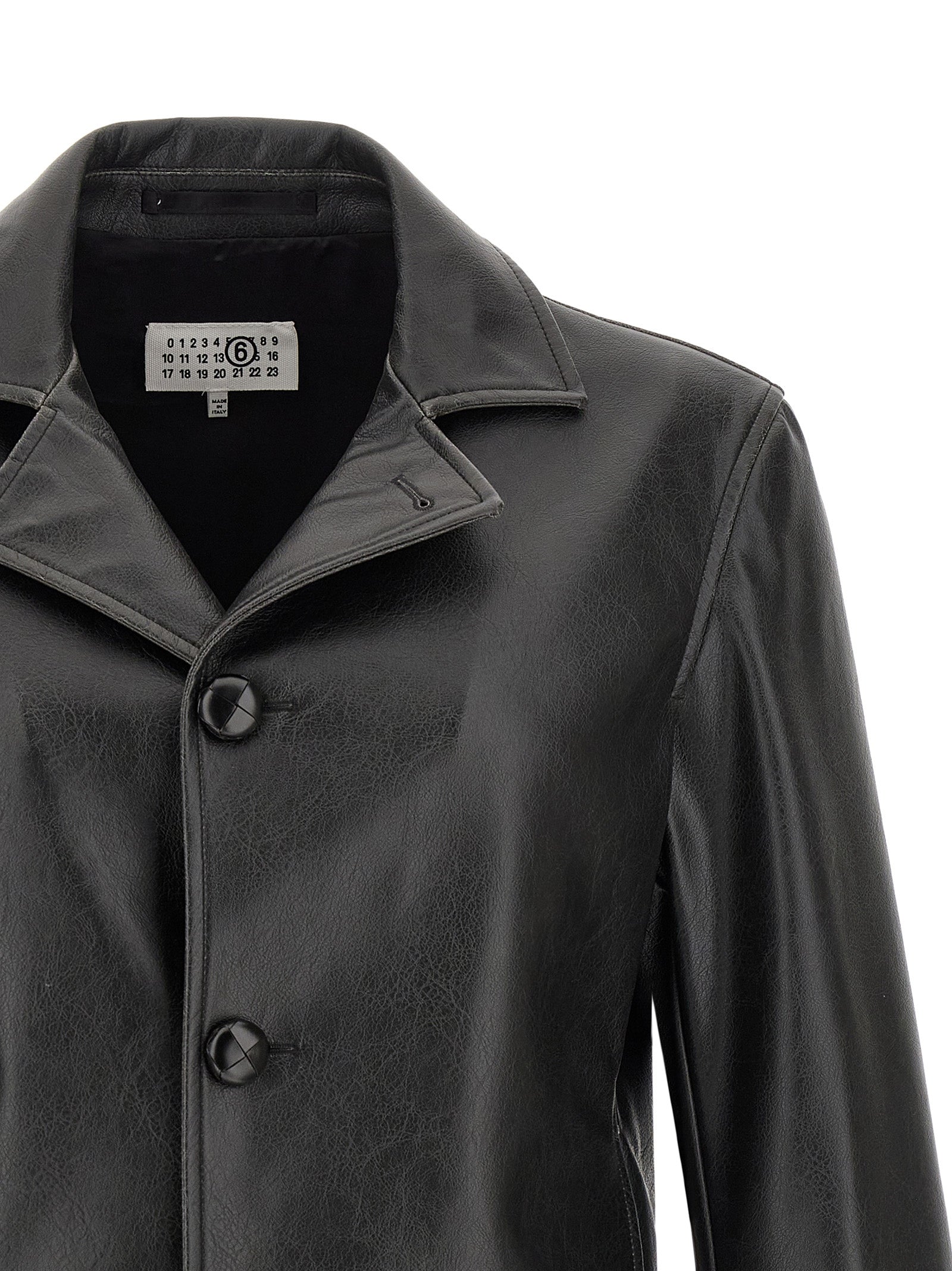 MM6 Maison Margiela Schwarze Lederjacke
