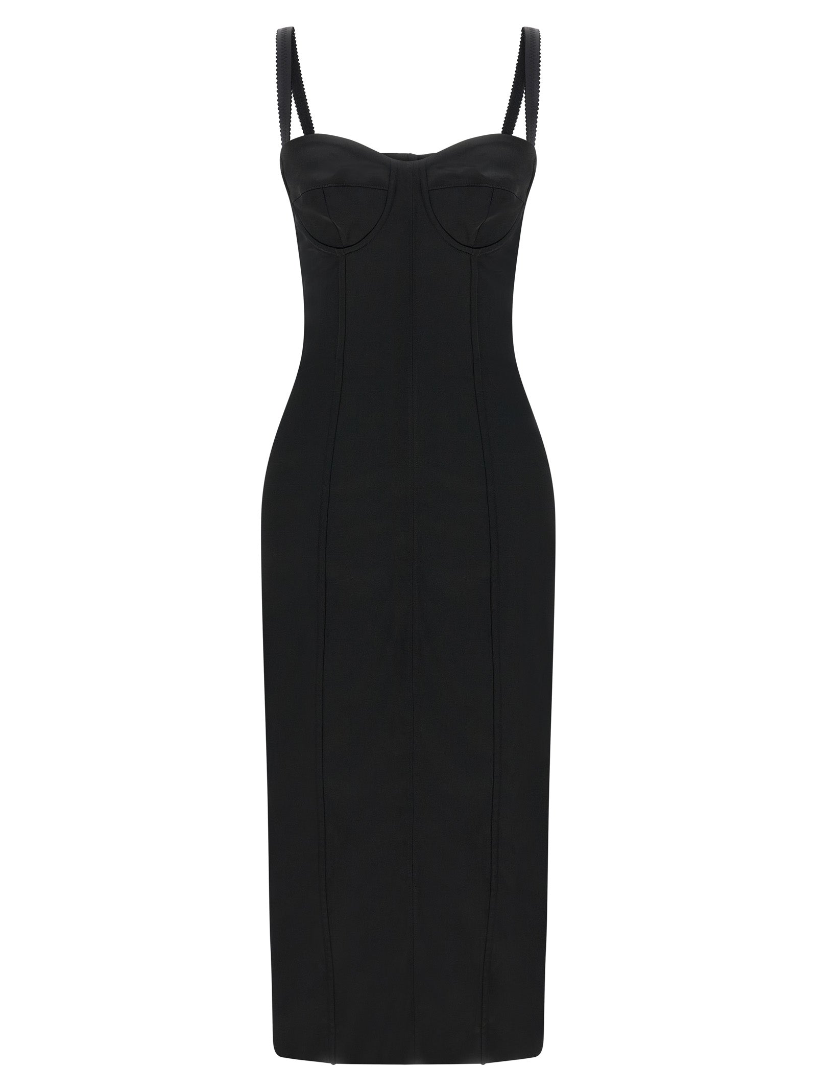 Dolce & Gabbana Schwarzes Midi-Kleid aus Acetat
