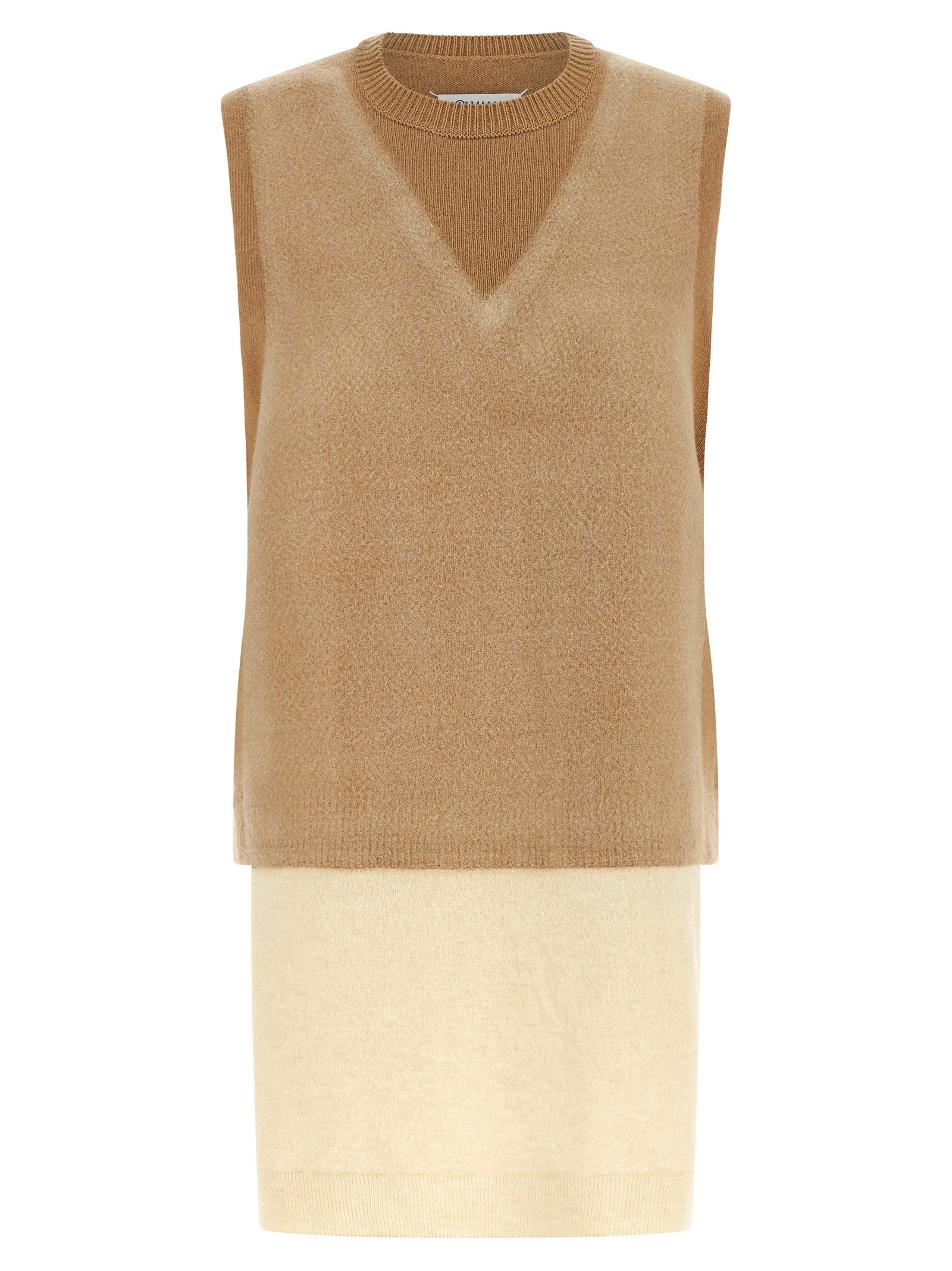 Maison Margiela Ärmellose Weste aus reiner Schurwolle in Beige